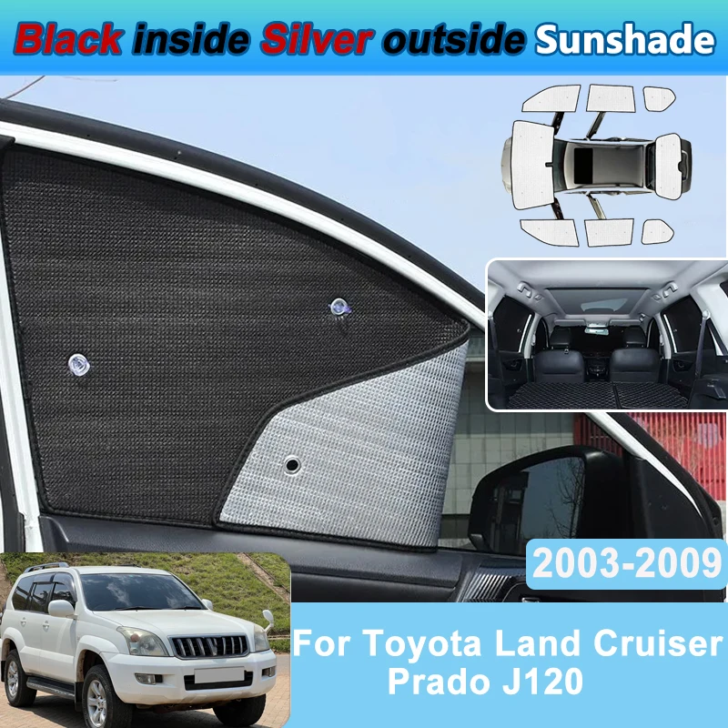

Солнцезащитные козырьки для Toyota Land Cruiser Prado J120 2003~2009, полная защита лобового стекла, защита от солнца и УФ-излучения, аксессуары для защиты конфиденциальности
