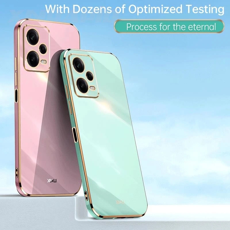 Coque de protection carrée en silicone antichoc, placage de luxe, coque arrière pour Xiaomi Redmi Note 12 Pro 5G 13 11 10 9 11S 10S 9S 4G