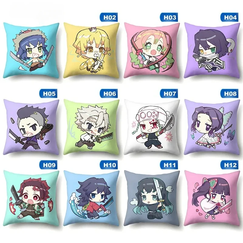 Anime Demon Slayer Kimetsu No Yaiba Pillow Case For Home Decorative Pillows Cover Invisible Zippered Throw PillowCases 45X45cm