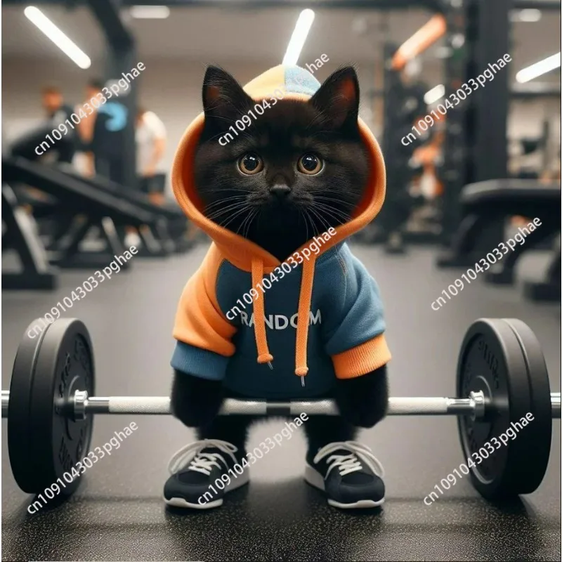 Cute fitness cat sculpture