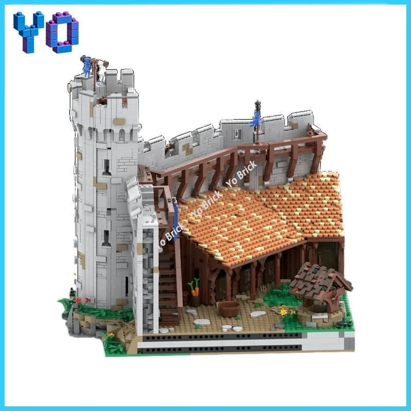 Castle Auxiliary Scene Brick Kit Custom MOC Stables, Well and Outer Wall Expansion Parts, Creative Medieval Castle Scene