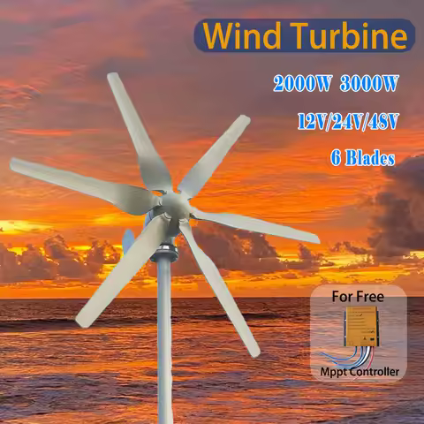 3000W 2000W High Efficiency Wind Turbine Generator Off Grid System 12V 24V 48V Output Voltage Home Appliance Power Supply System