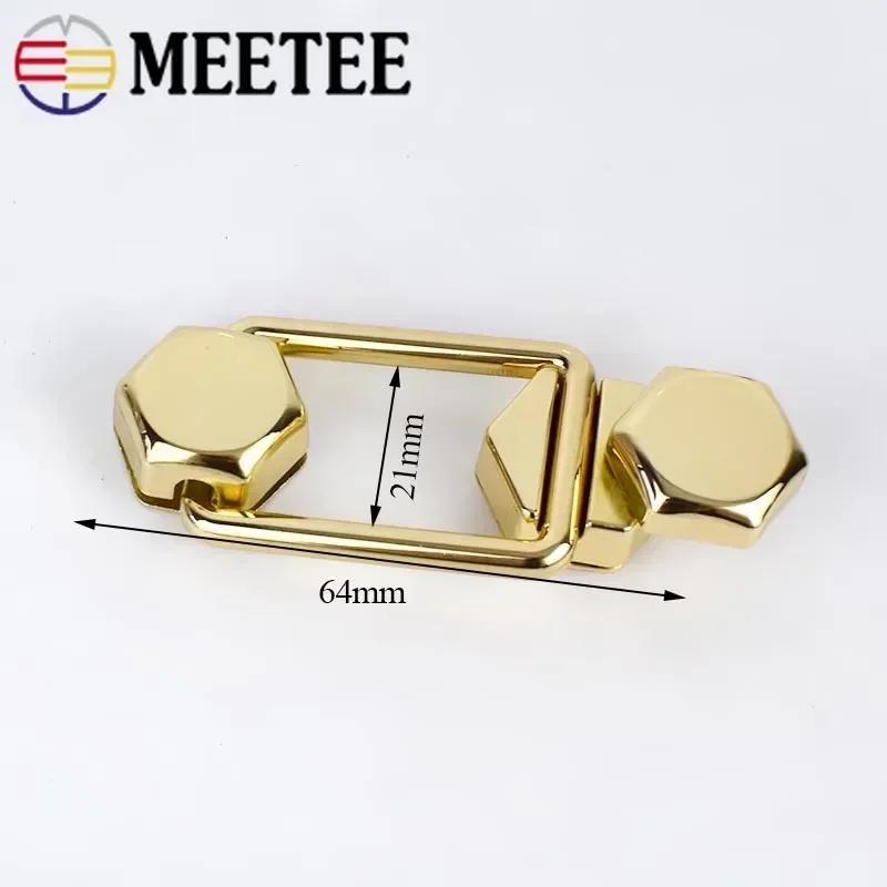 Meetee 1-5Pcs 67X21mm High-grade Gold Metal Rotary Locks Clasp Bag Turn Lock Buckle DIY Handbag Clasps Hardware Accessories