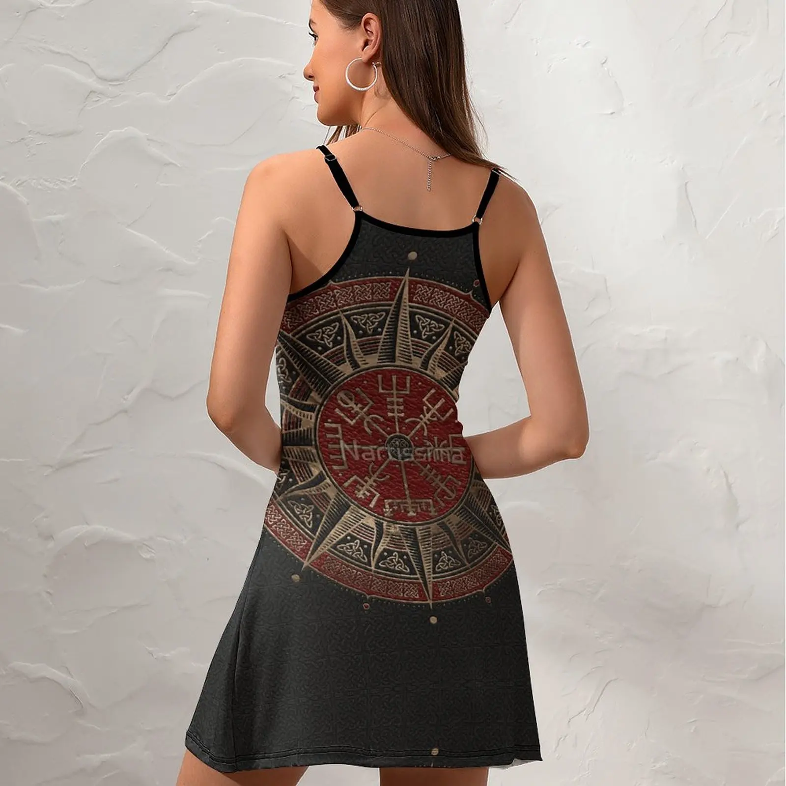 Sexy  Woman's Dress Dresses Vegvisir Viking Compass Black And Red L  Women's Sling Dress Graphic Cool Cocktails Funny Novelty