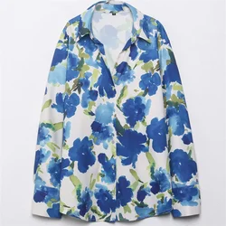 2024ZAR * Spring/Summer New Product Hot selling Women's Fashion Versatile Silk Satin Texture Printed Shirt