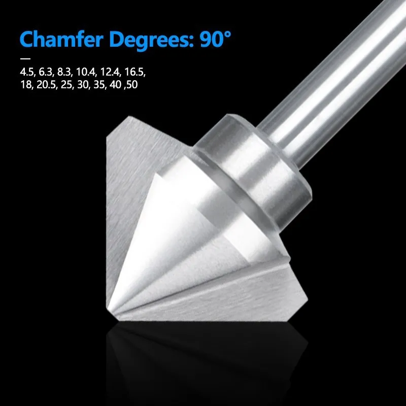 90 Degrees Chamfering Cutter 4.5-50mm Countersink Drill Bit 3 Flute High Speed Steel Wood Metal Hole Drilling Tool