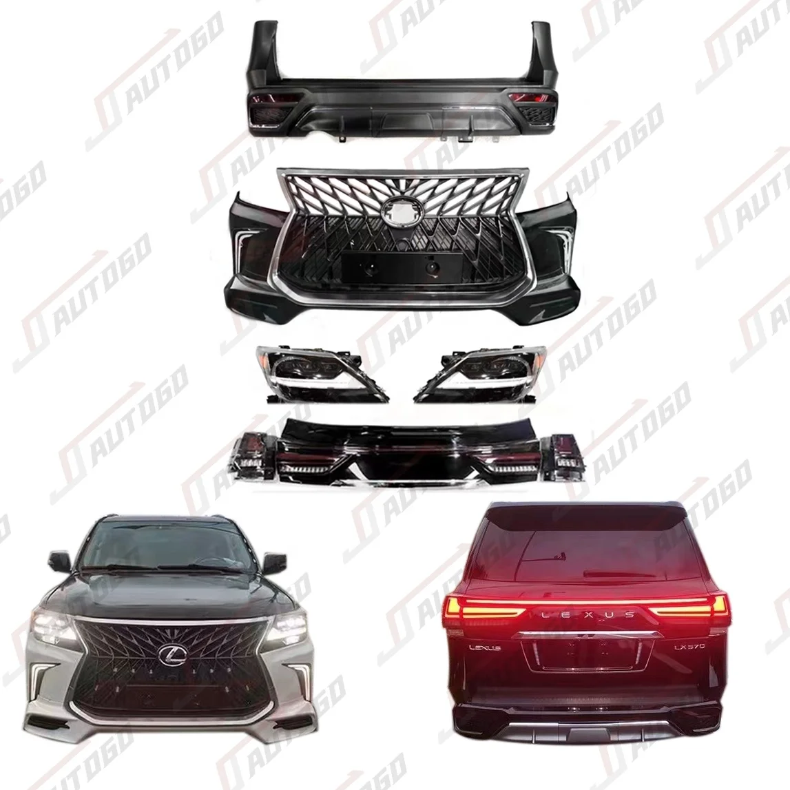 for  Auto Modification Conversion Body Kit For Lexus LX570 2008 2009 2010 2011 2012 2013 2014 2015 to TRD Style Headlight assemb