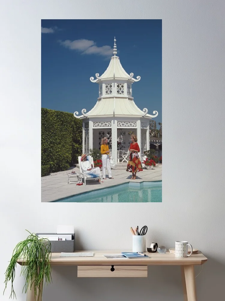 Slim Aarons 'Palm Beach Pagoda', Print Art Canvas Poster, Living Room, Home Wall Decor Picture