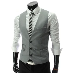 Men's Solid Color Vest Single-Breasted Design Classic Vest Suitable for Formal Casual Occasions