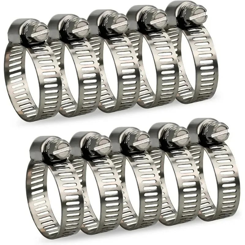 5/10pcs New Adjustable Screw Band Hose Clips Car Fuel Hose Clamps Pipe Clamp Worm Gear Clip  Stainless Steel Hose Clamp
