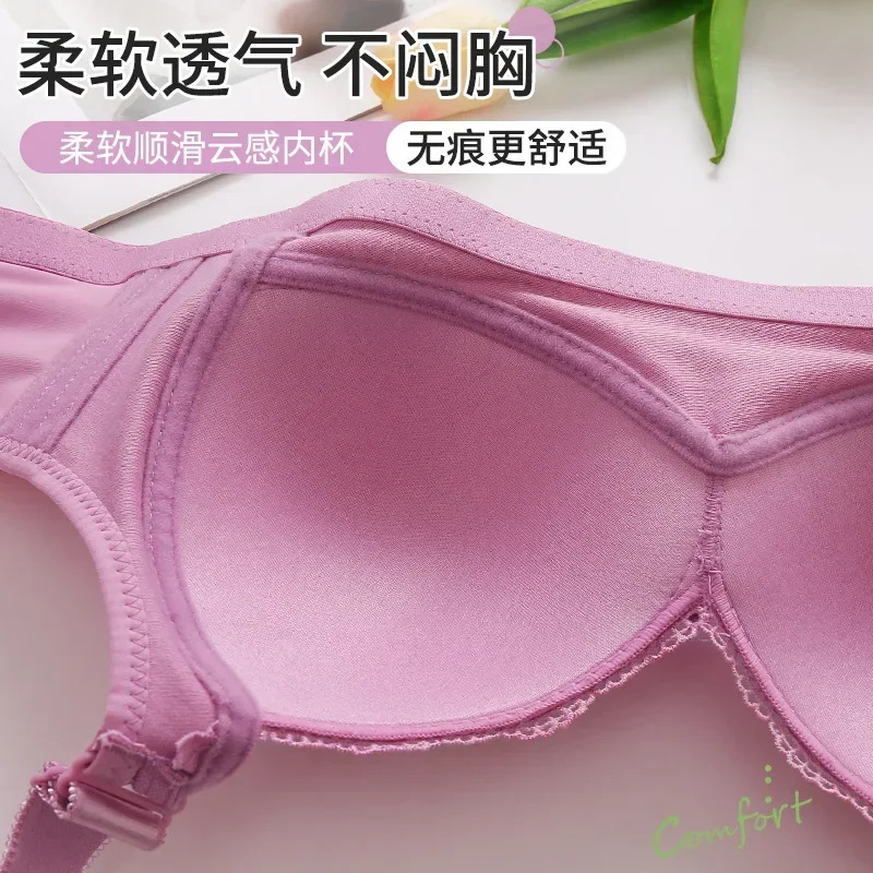 New Sexy Lace Flower Design Wireless Bras Plus Size Thin BC Cup Push Up Bra for Women Four Rows Buckle Active Bra Lady Underwear