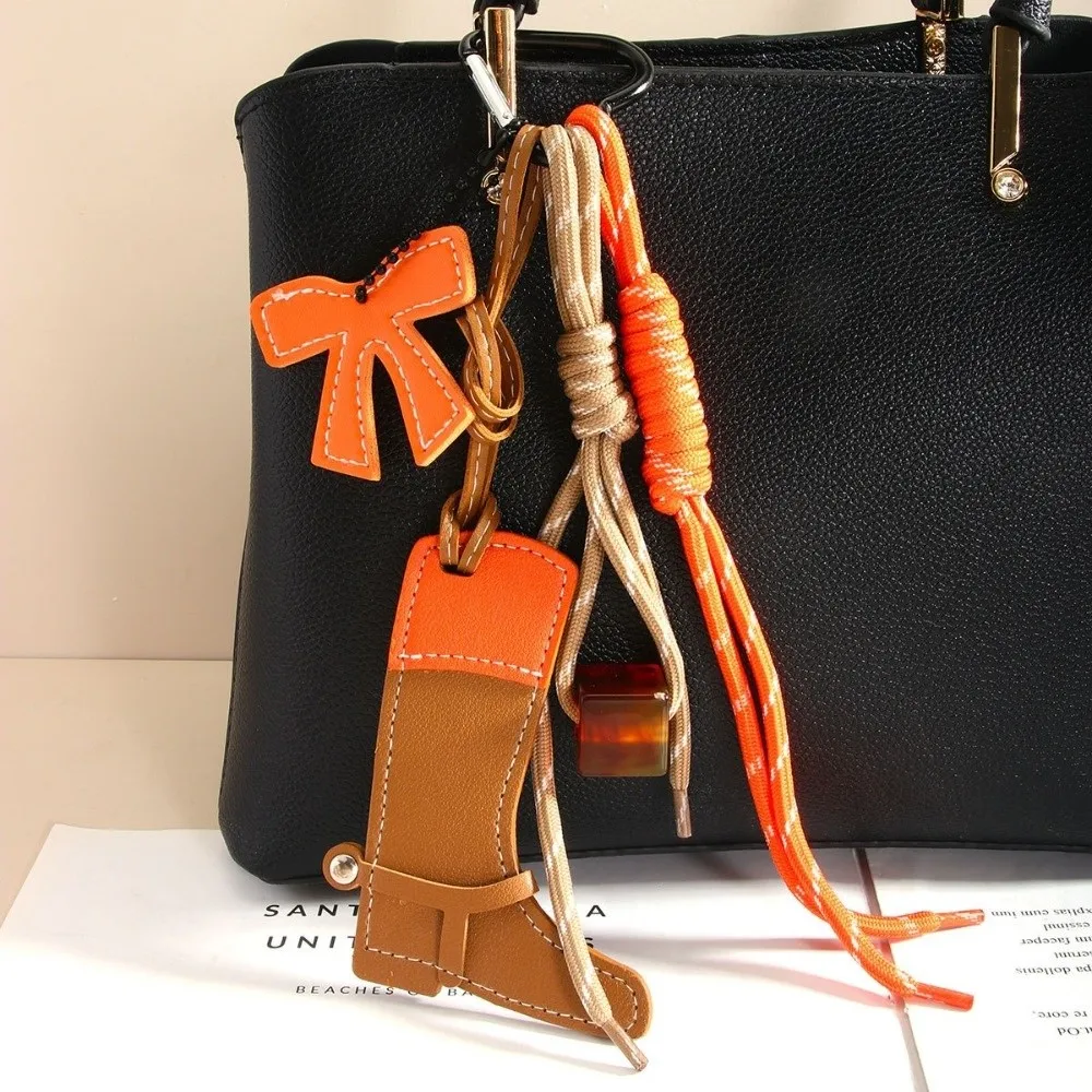 Multicolor Boot Bag Charm Western Style Bow Detail Boot Pendant Long Length Beaded Design Beaded Tassel Charm