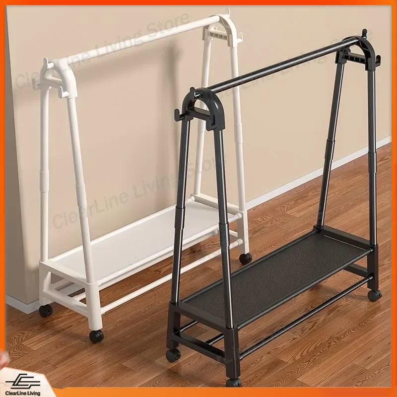 Floor to Ceiling Coat Rack Bedroom Household Hanging Hanger Storage Drying Rack Easy Mobile Storage Clothes Rack