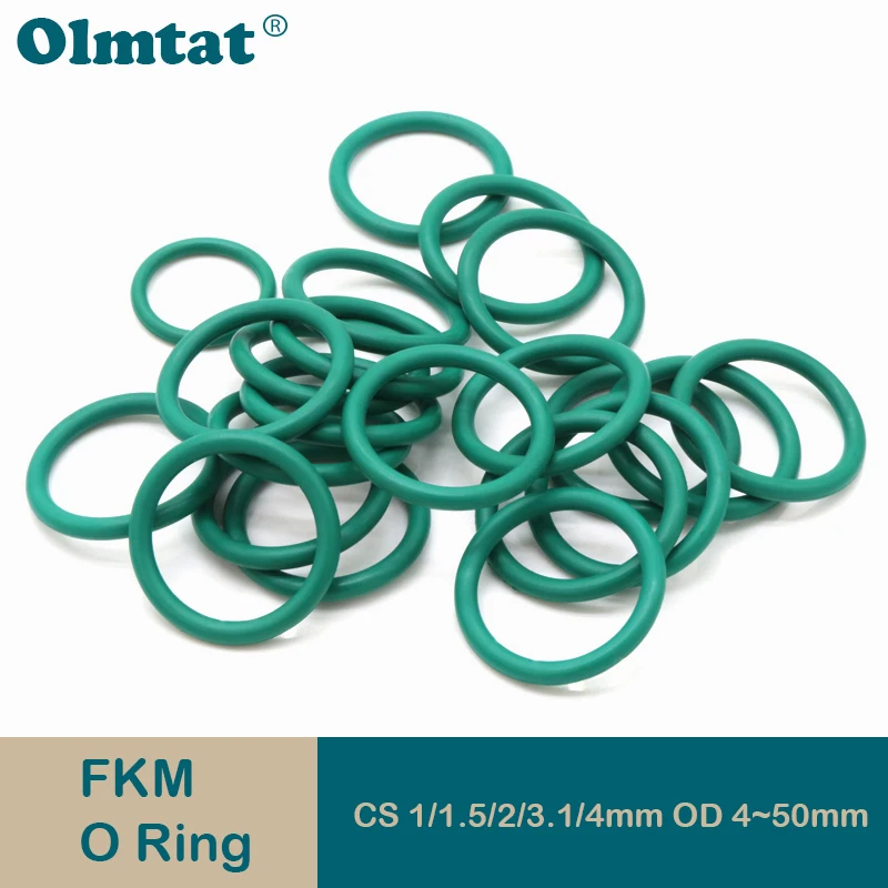 

20PCS Green FKM O-Ring Gasket Fluorine Rubber Sealing Ring Fuel Washer Heat-Resistant Seal Gaskets OD 4-50mm CS 1/1.5/2/3.1/4mm