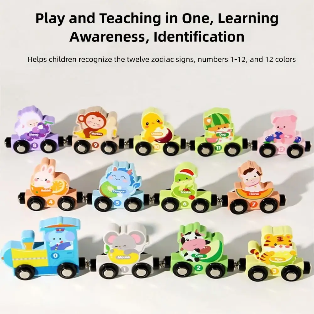 Numéro magnétique coloré Train jouets numéro dinosaure fruits animaux bricolage Train modèle Montessori Cognition en bois