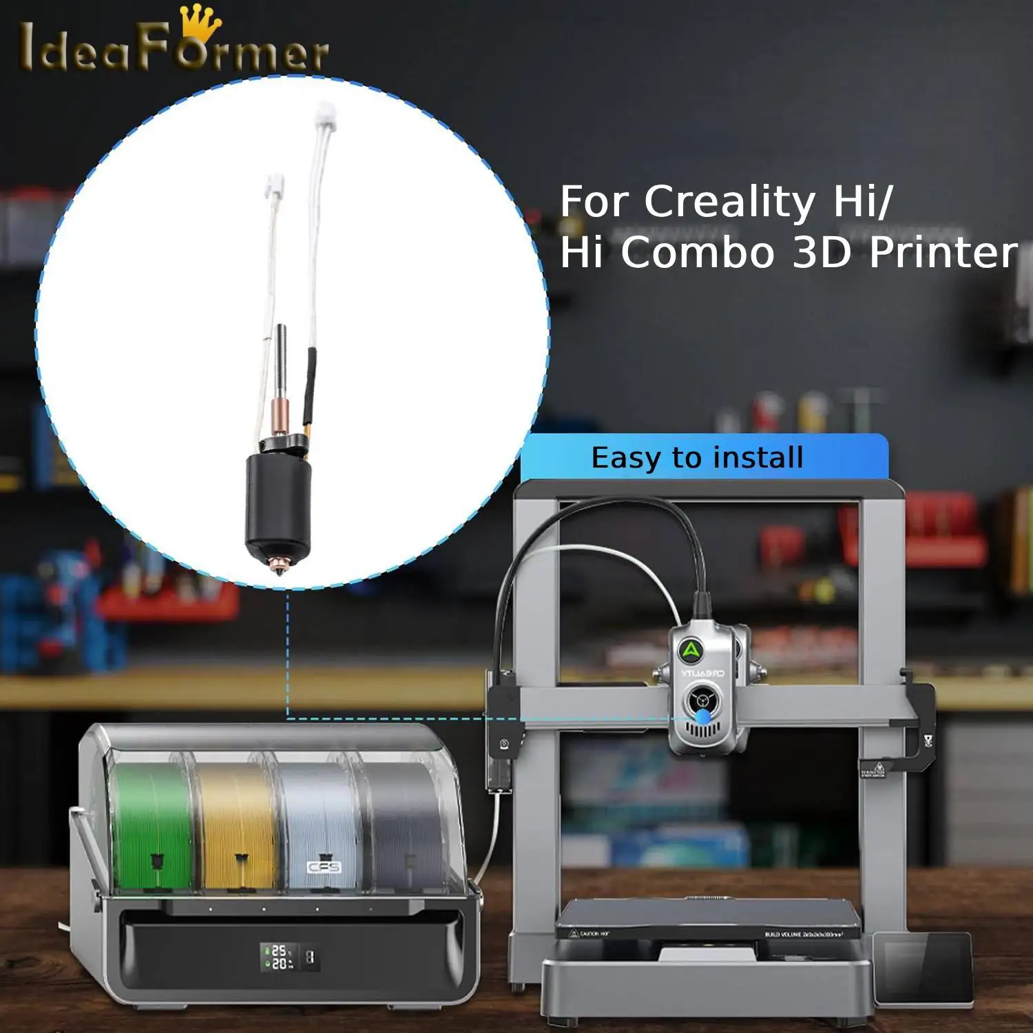 Hi Combo Extruder Hotend Kit  High-Temp Titanium Alloy Nozzle & 360° Ceramic Heater for Creality Hi/Hi Combo
