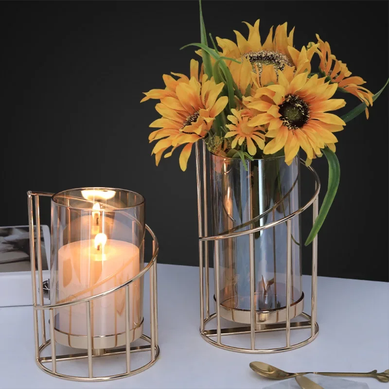 Metal Candle Holder Wedding Festival Home Decoration Bar Dinner Romantic Atmosphere Gold Candlestick