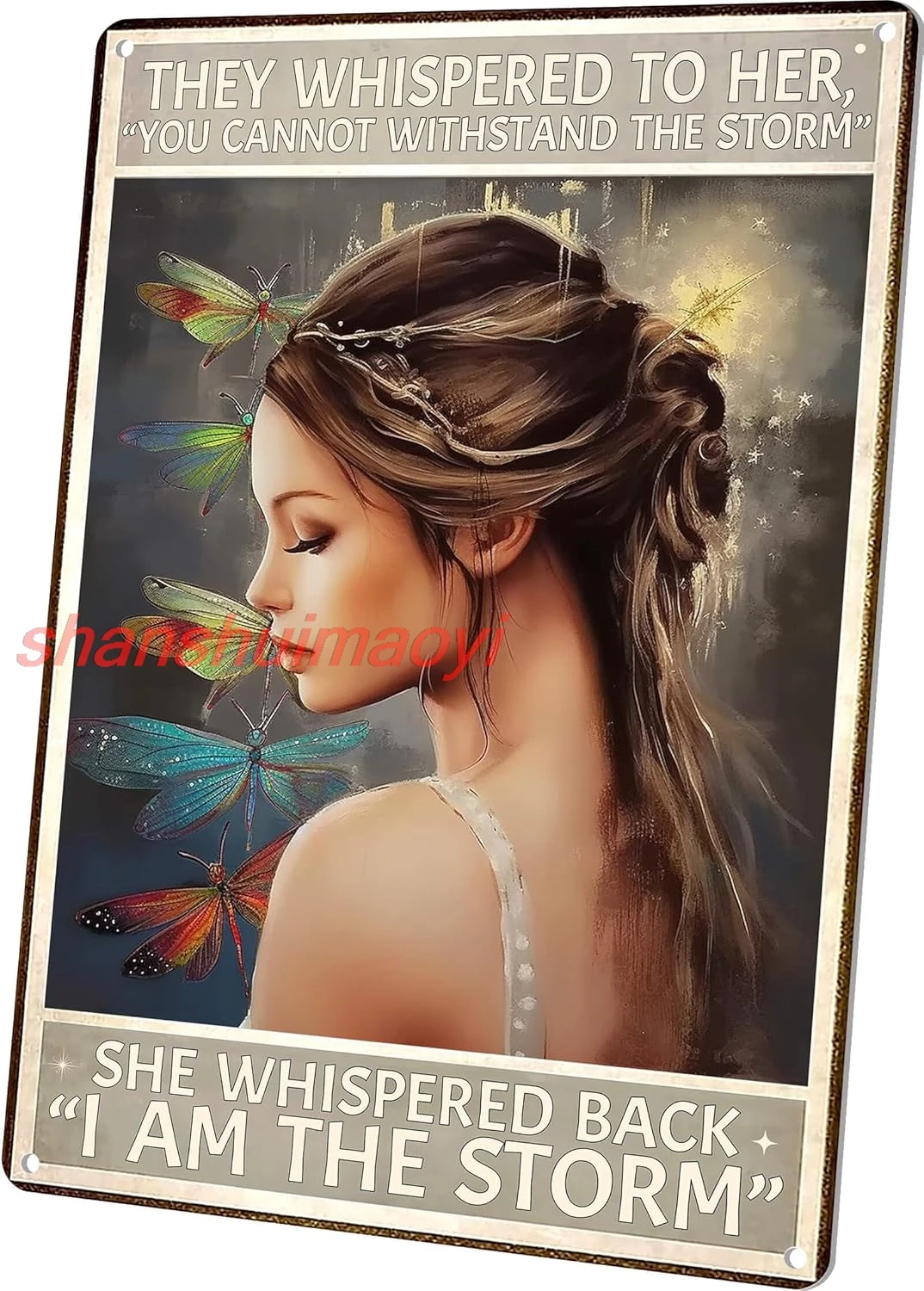 Wallors Inspirational Positive Quotes Wall Decor Tin Signs - She Whispered Back I Am The Storm, Boho Art Motivational Poste sign