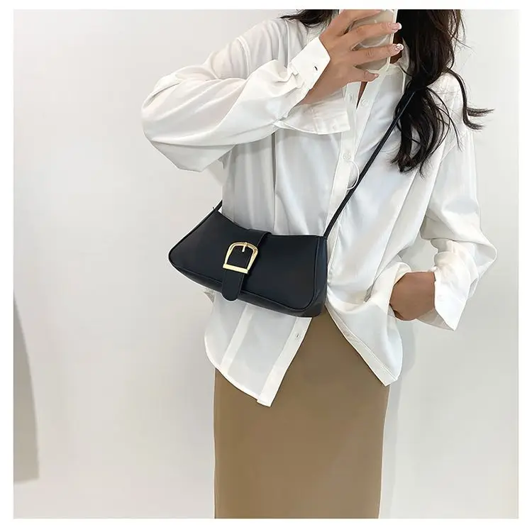 JIAERDI Elegant Vintage Handbag Women 2023 Hot Girl Pu Leather Casual Underarm Bag Ladies Retro Black Shoulder Messenger Bag