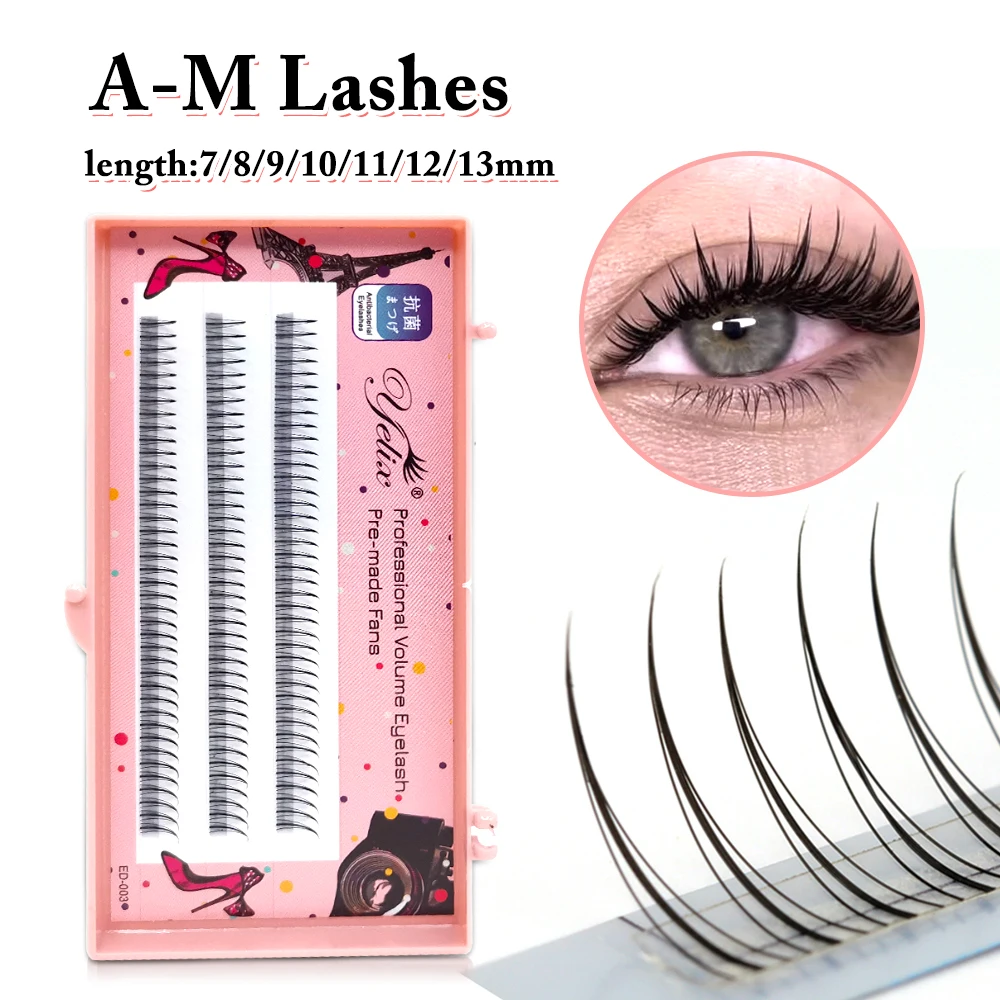 Yelix A/M Shape Spikes Cluster Eyelash Extension Fish Tail Lightweight False Lashes Natural Soft Individual Lashes Makeup Tools