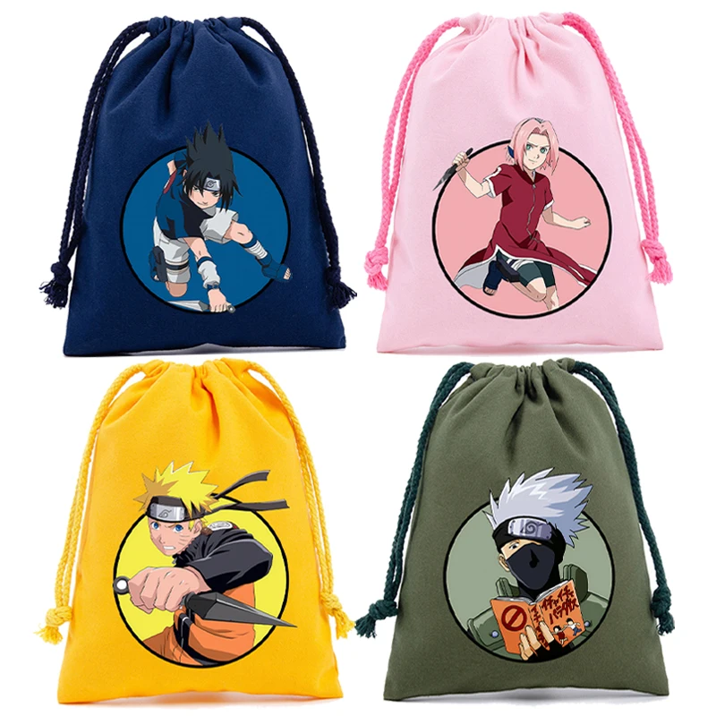 NARUTO Fashion Drawstring Bag Anime Cartoon Draw String Bags Cute Candy Gift Bag Men Women Fashion Portable Shopping Pouch Gifts