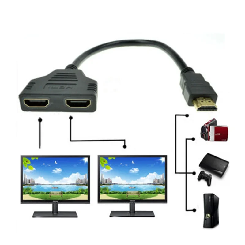 1 do 2 podzielone podwójne Adapter sygnału konwersji kabla do telewizji wideo HDTV szczupły i kompaktowy, łatwy do przechowywania i przenoszenia kompatybilny