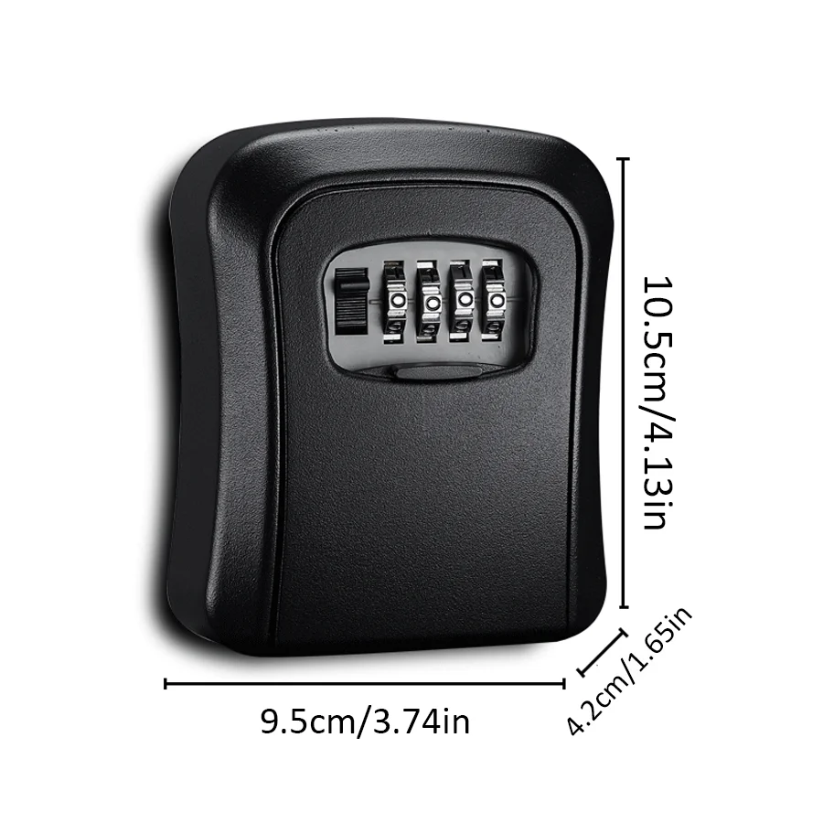 1pc Black Wall Mount Key Storage Lock Box, 4 Digit Password Key Safe Holder Security Box for House Rental, Home Entry Access XJM