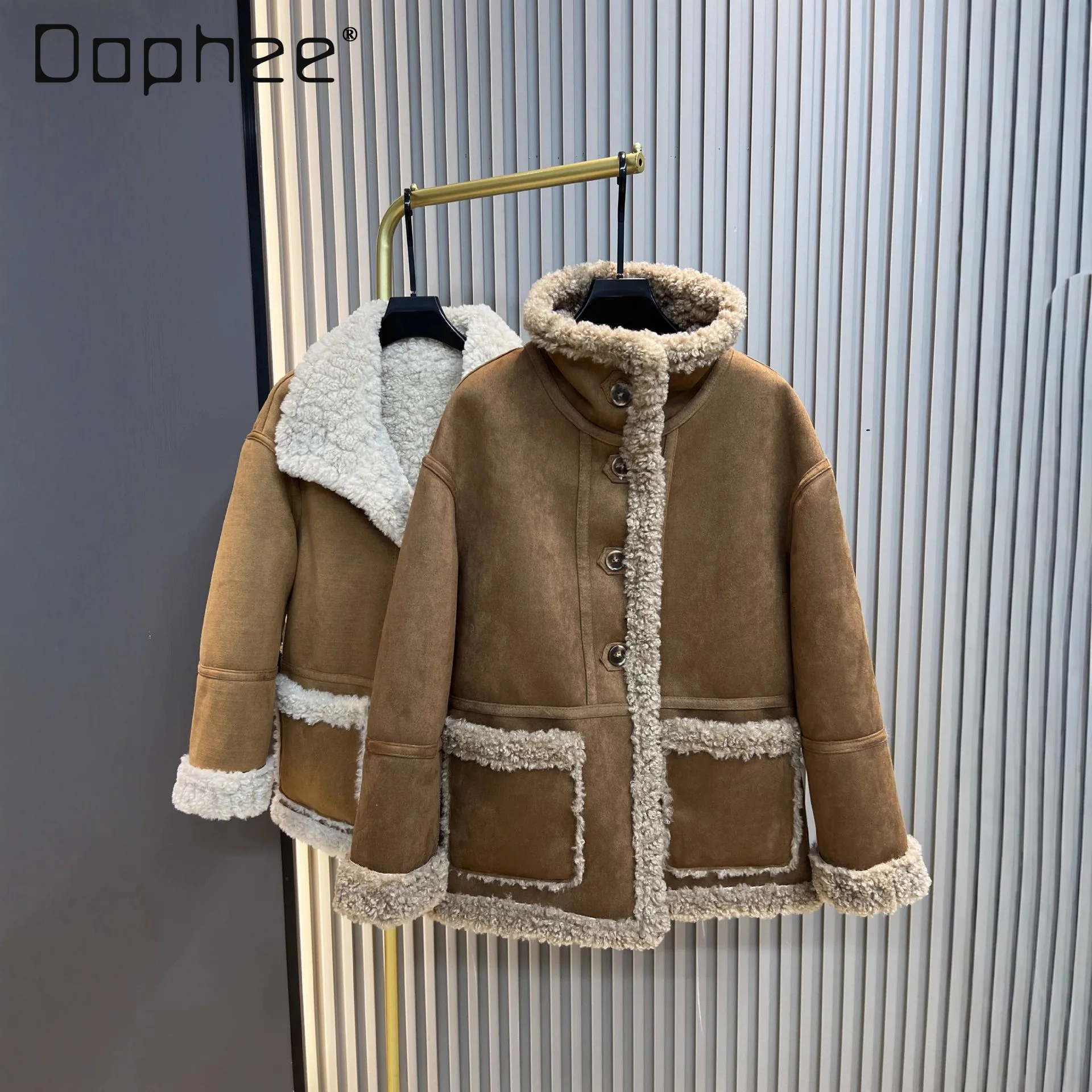 Faux Wool Sheepskin Coat for Women 2025 Winter New Suede Reversible Thickened Warm Women's Faux Fur Coat