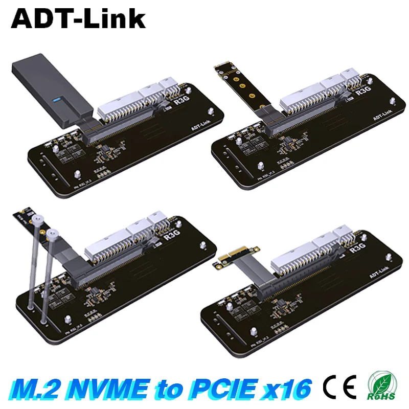 ADT EGPU Adapter M.2 NVMe / PCIe X4 To PCIe X16 External Laptop Graphics Cards Extension Riser Cable PCI-E 3.0 4.0 X4 Full Speed