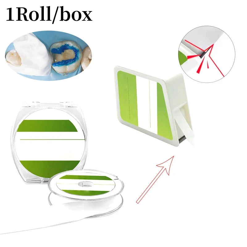 

1Roll Dental Matrix Bands PTFE Raw Material Belt With Cutter White Contoured Matrices 0.1mm For Plug Matrix Dentistry Materials