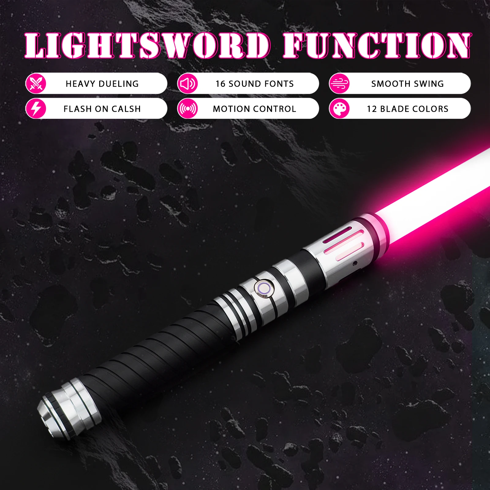 Spada laser 12 colori RGB 16 caratteri sonori FX Controllo del movimento con impugnatura in metallo e lama ripalabile Puntelli cosplay di Halloween