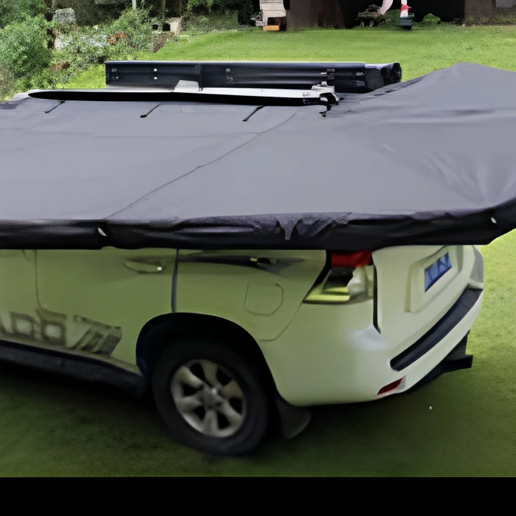2026 New Fan Shaped 360 Quick Pop Up Roof Top Tent Built In LED Light Waterproof Car Rooftop Tent For 4X4 SUV Overland Camping
