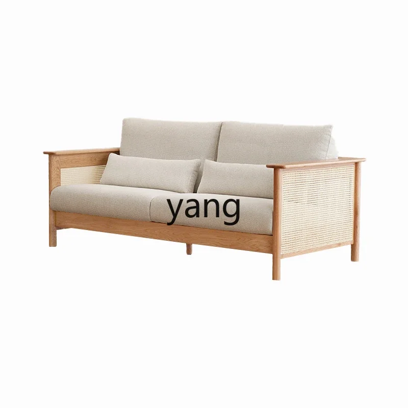 CX wabi-sandy wind small apartment living room sofa log wind modern solid wood fabric removable and washable