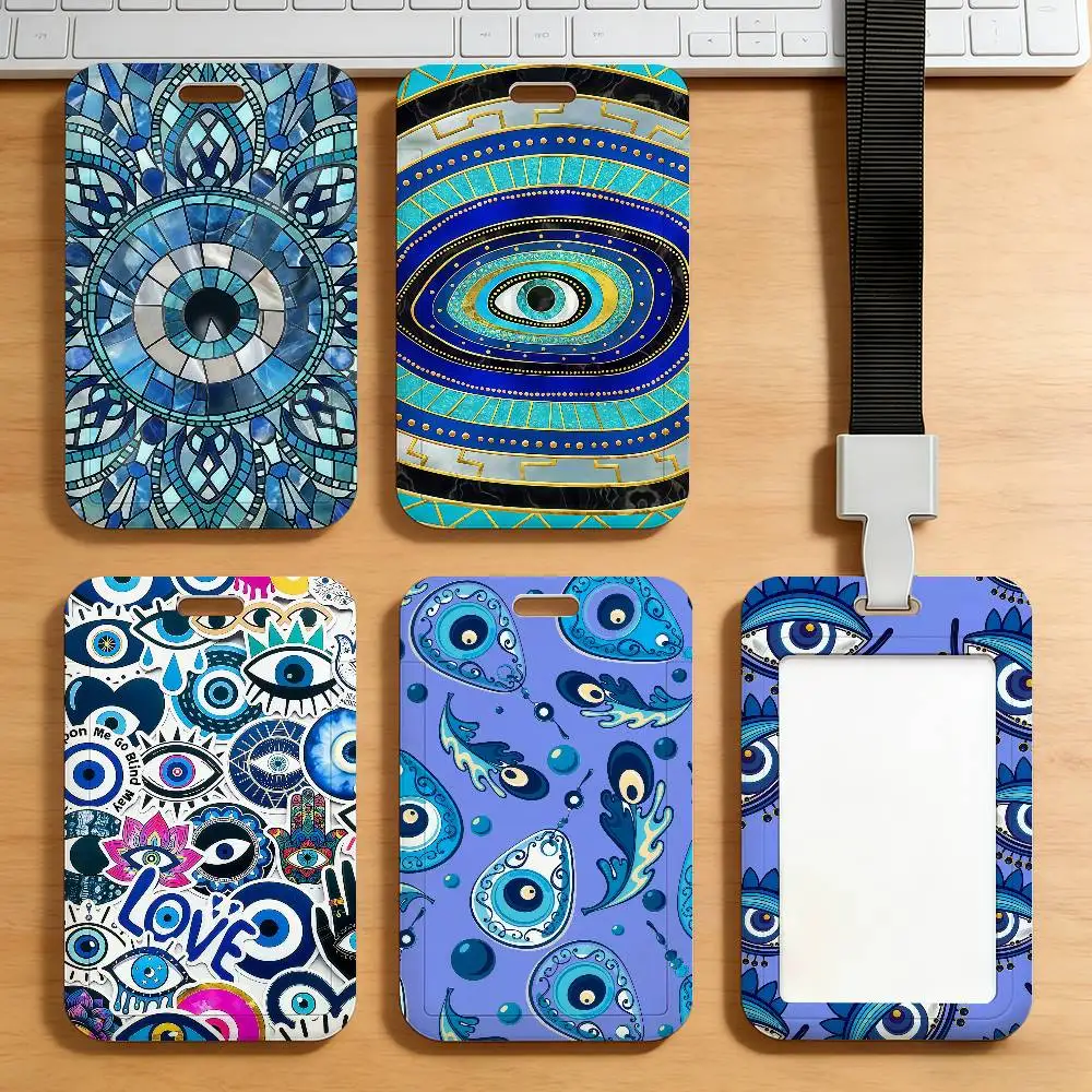 Evil Eye Card Holder Corporate Business Work Badge Holders Uisex Credit Bus Daily Commute ID Case