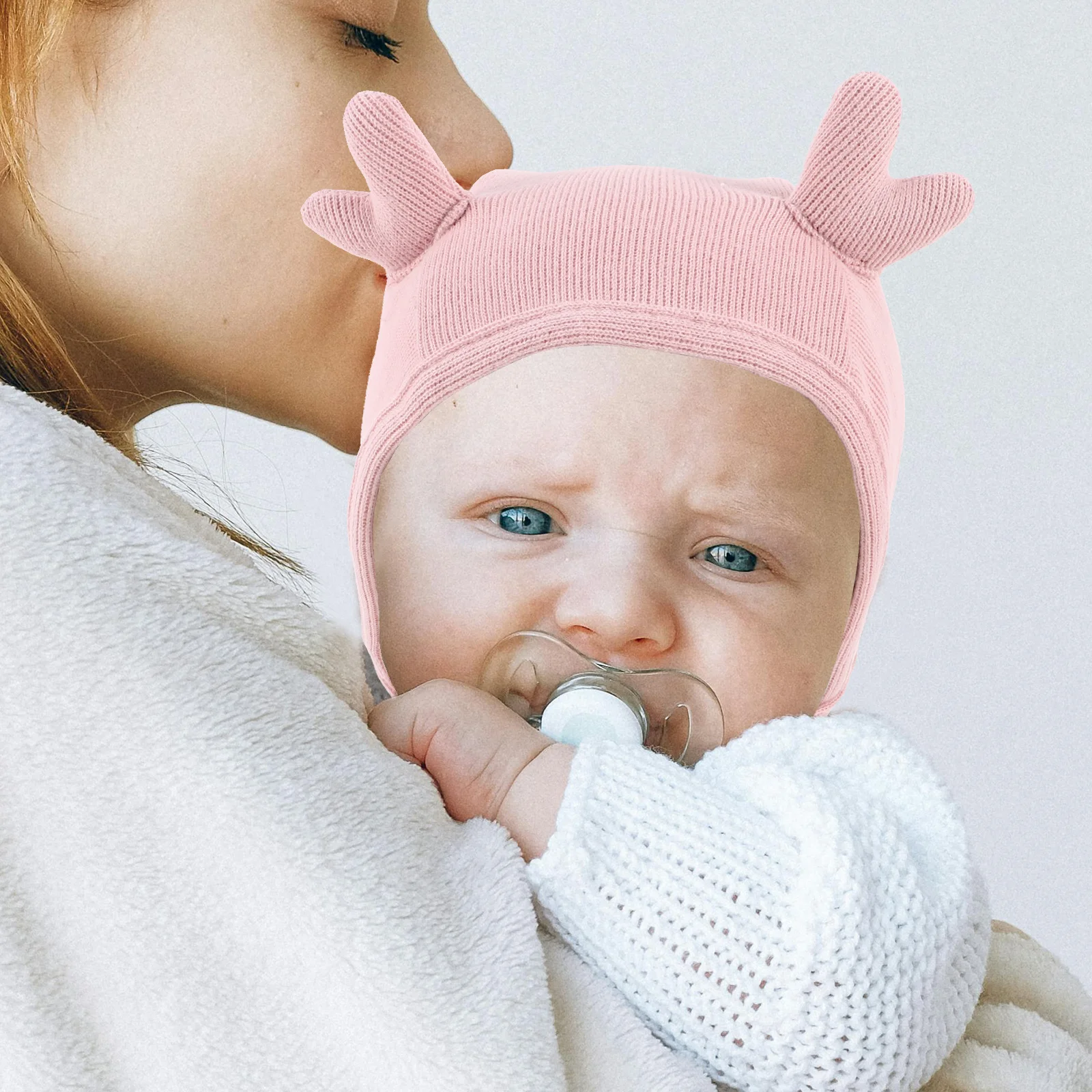 

Вязаная шапка-бини для новорожденных, мягкая теплая шапка для младенцев-49 см, уютный эластичный зимний головной убор, милая детская шапка для мальчиков и девочек