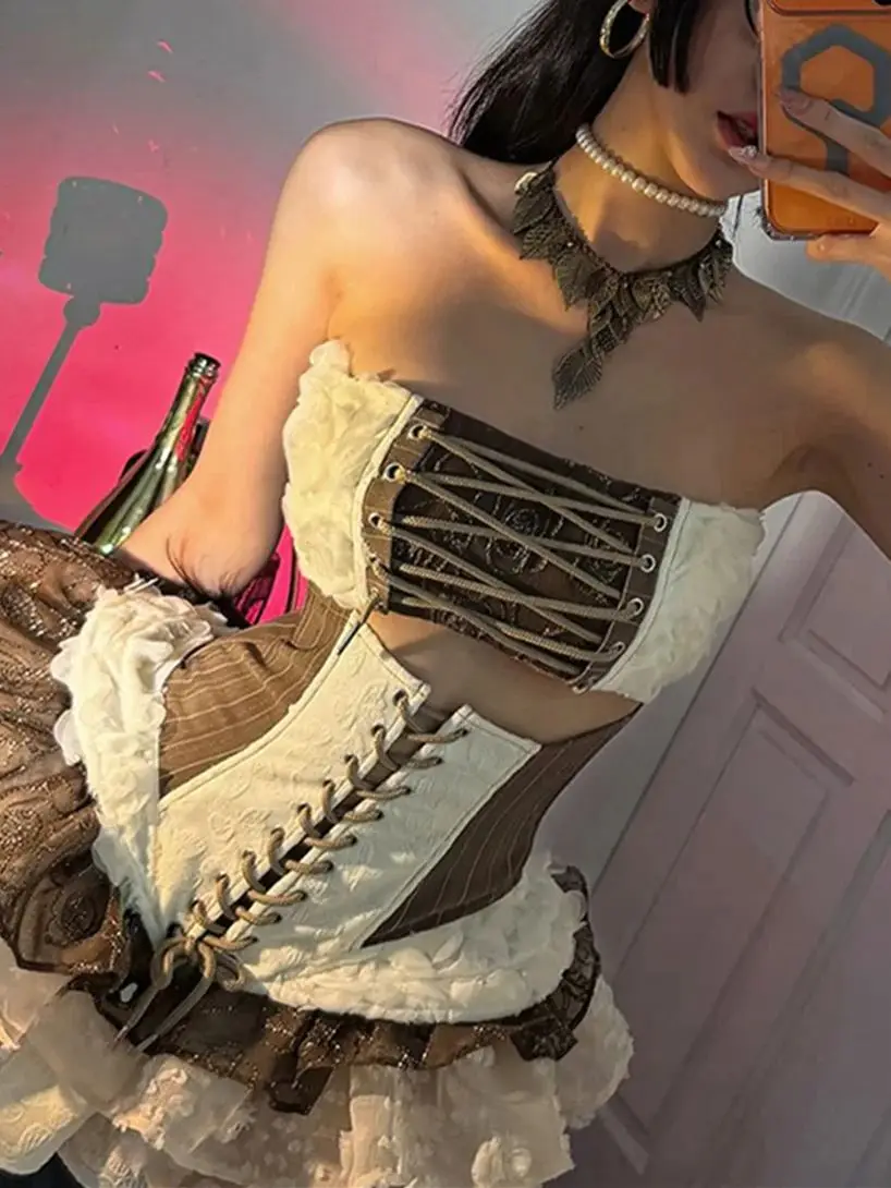 Nibber الجوف Ruched تانك القمم المرأة المشارب Shiring هوتي الاتجاه البريدي المرقعة أكمام نحيل منتصف الليل نادي الحفلات سترات #3