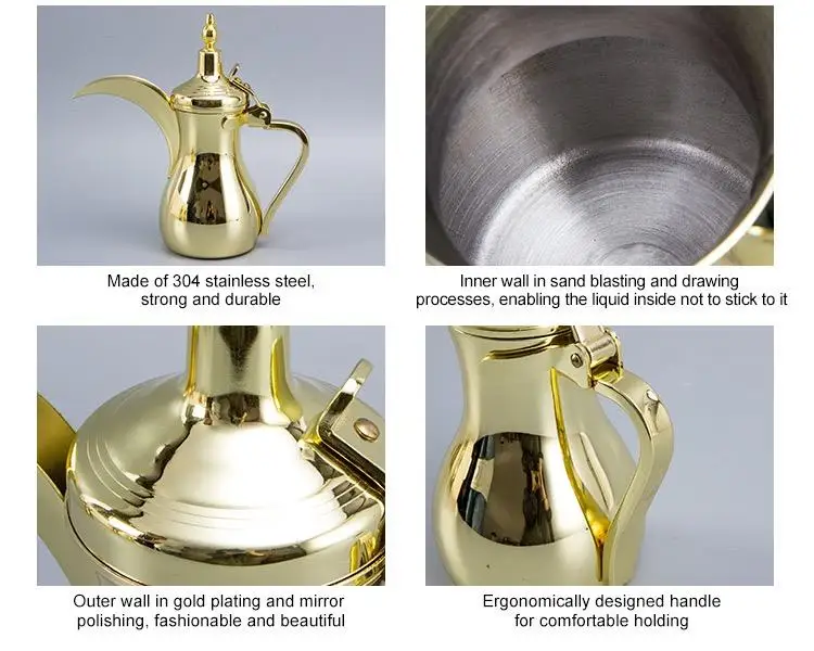 

Чайник с длинным горлышком, портативная кофеварка, арабский кофейный чайник 500/700/1000 мл, золотистые серебряные кофейные кастрюли, узкий чайник