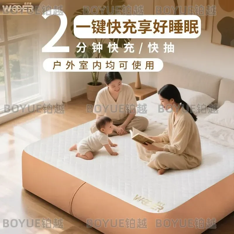 TPU Inflatable Camping Mattress 30cm Thick Outdoor Air Bed Waterproof Triple Sleeping Pad for Tent Deep Sleep Comfort