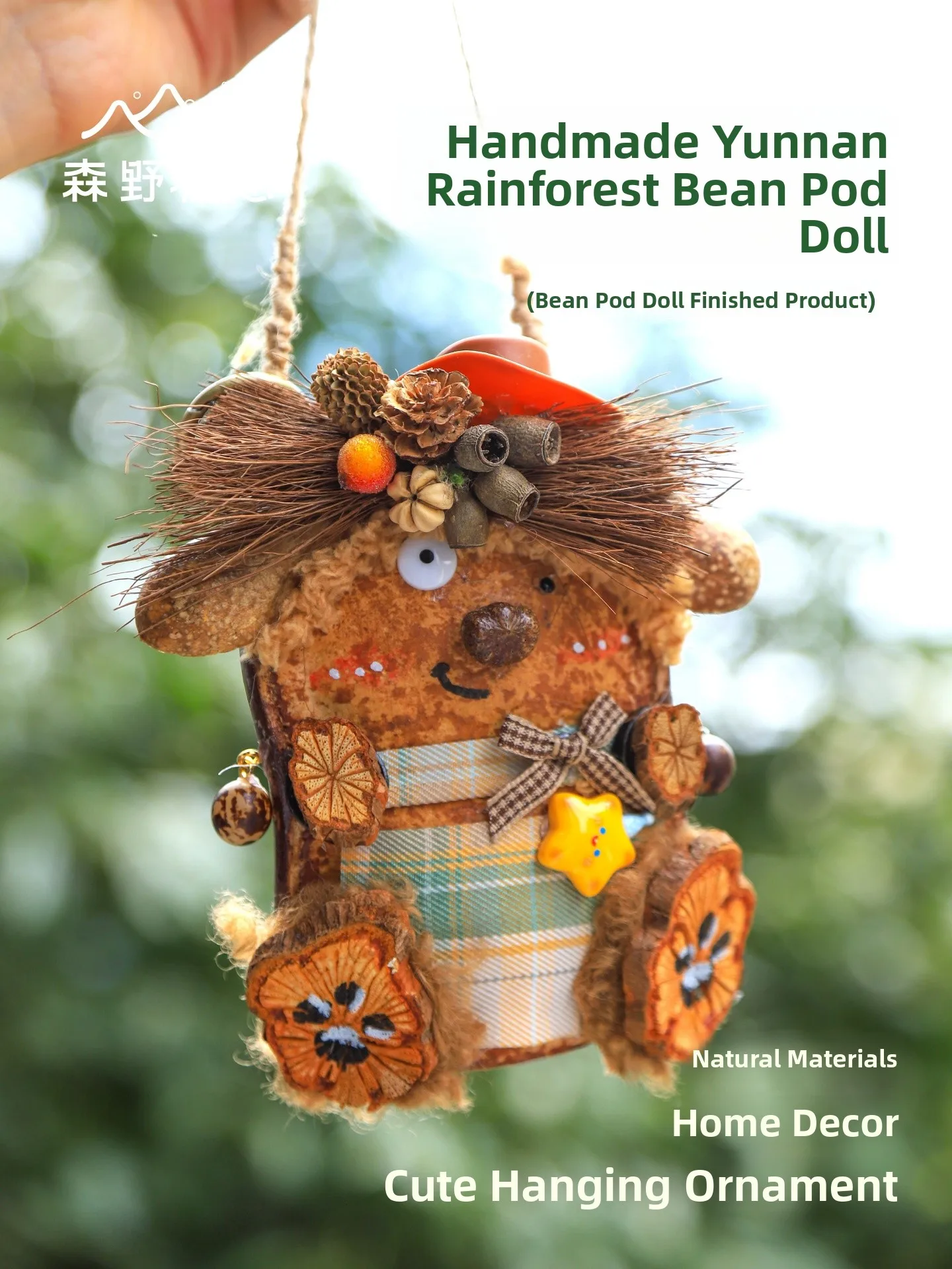 Mensuo Natural Bean Pod Doll Handmade Bag Decorative  Pendant Healing Decor Gift Creative Home Accessories