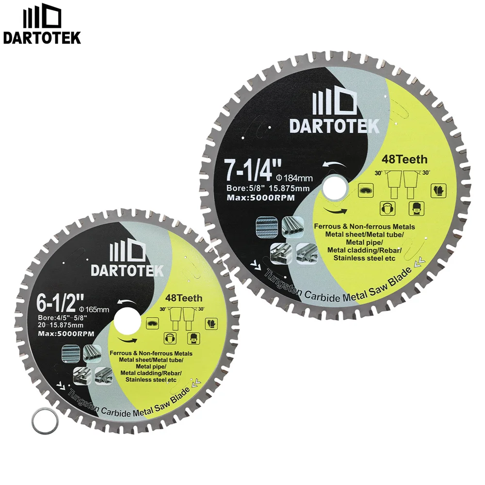 

DARTOTEK Dia165/184mm Cutting Iron Disc 1/2Pcs 48T Hard Alloy Circular Saw Blade For Cutting Metal Plates Steel Bars Disc Cutter