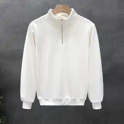 2024 Men's Spring and Autumn New Splicing Pullovers Half High Collar Zipper Fashion Solid Loose Casual Long Sleeve Sweatshirts