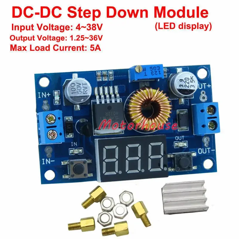 5A DC-DC Buck Step-Down Converter Module DC 4V-38V To DC 5V 9V 12V 24V LED Display Voltmeter Board