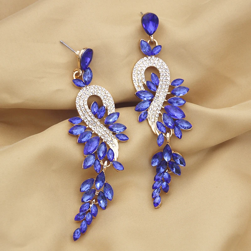 Fashion Forest Dangle Earrings For Women Girl Luxury Elegant Metal Hollow Chain Leaves Crystal Brincos Jewelry Ear Accessories