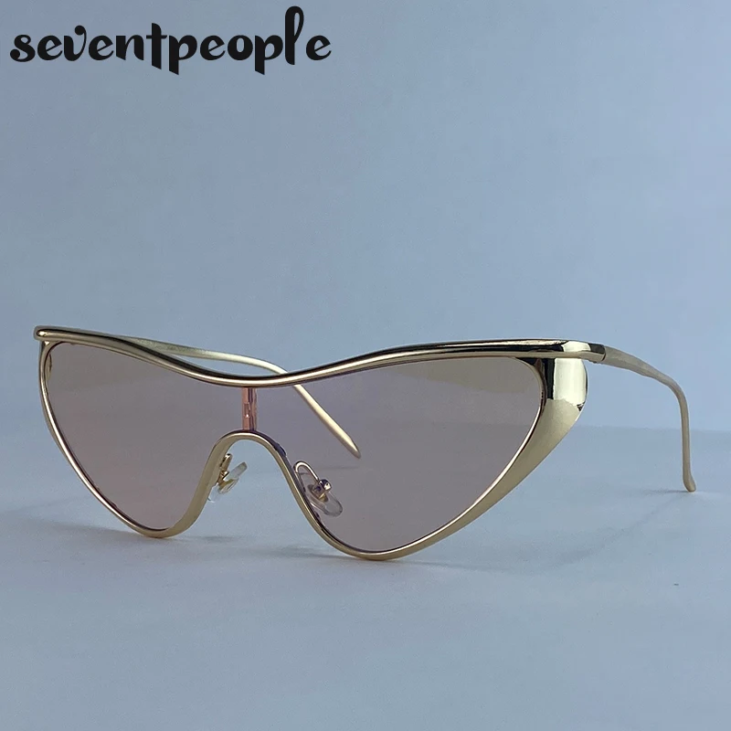 Sexy Cat-Eye Y2K Punk Sonnenbrille für Damen 2026 – Luxuriöse Trendige Steampunk Shield Sonnenbrille mit Vintage-Metallrahmen – Detail 7