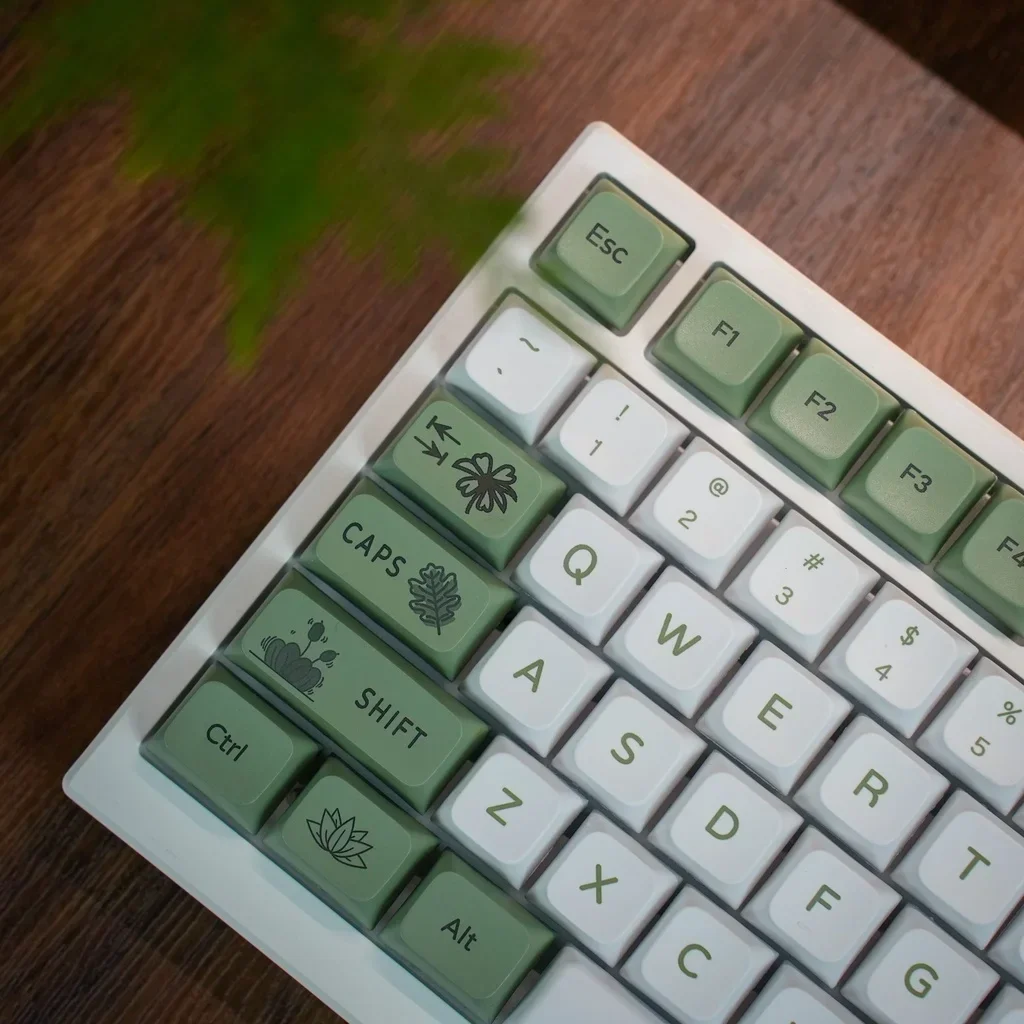 Hutan Hijau Keycap XDA profil PBT sublimasi 125 kunci gaya segar putih hijau papan ketik mekanis