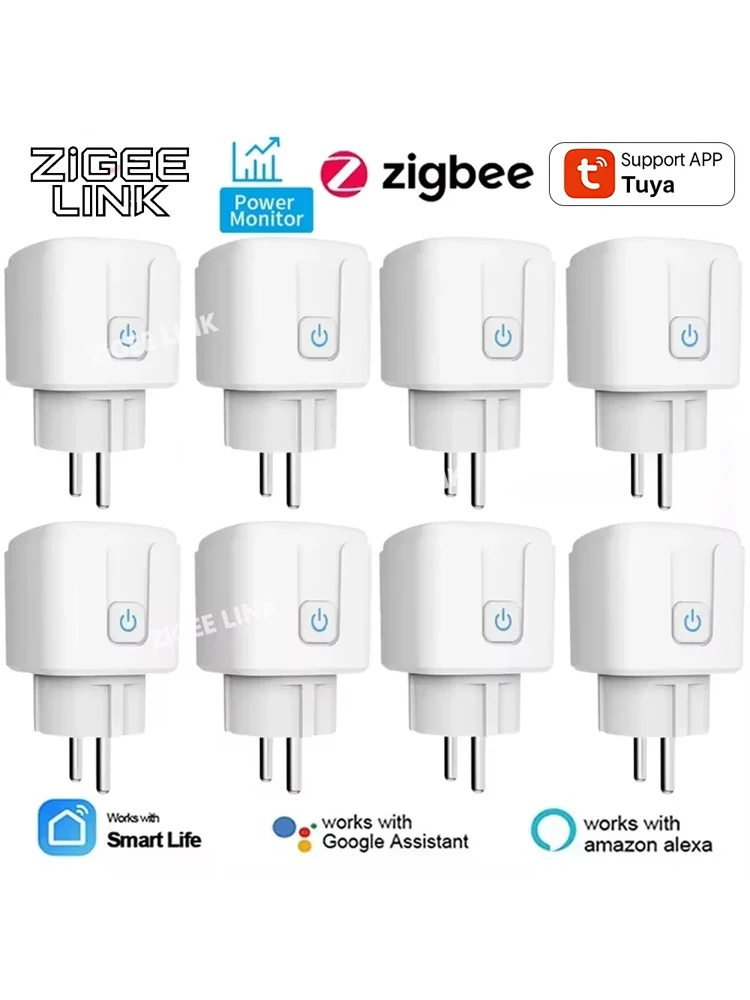 Zigbee Smart Plug EU 16A/20A Smart-Steckdose mit Stromüberwachung, Zeitsteuerung, Sprachsteuerung, kompatibel mit Tuya, Alexa, Google Home, Alice