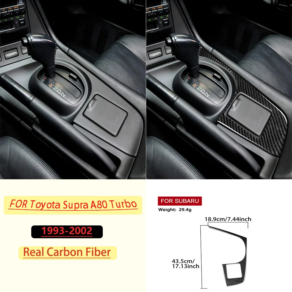 Carbon Fiber For Toyota Supra A80 Turbo 1993-1999 Car Gear Shift transmission Panel Trim Sticker Interior Accessories