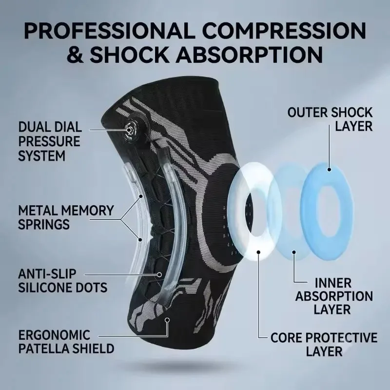 Smart Knob Knee Brace Patella Gel Pad Lateral Stabilizer Compression Support Joint Pain Relief Recovery Home Gym Wear Single