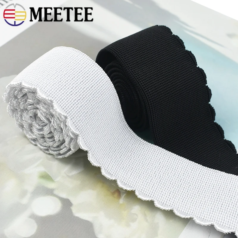 Meetee 2/5 metri fascia elastica in Nylon 10-50mm nastro in gomma di pizzo bianco nero reggiseno intimo cinturino in tessuto cintura accessori per cucire fai da te