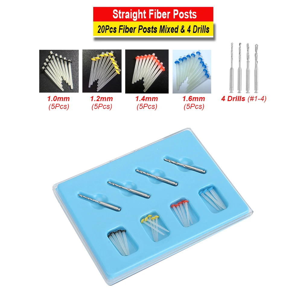 3/10 Boxes Dental Quartz Fiber Post Straight Screw 1.0/1.2/1.4/1.6/1.8mm Oral Root Canal Posts Drill Teeth Restoration Materials